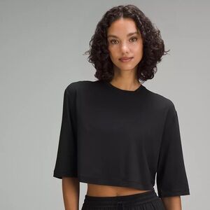 Modal Relaxed-Fit Cropped Short-Sleeve Shirt
